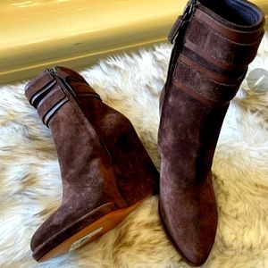 Givenchy brown suede wedge boots size 36 1/2